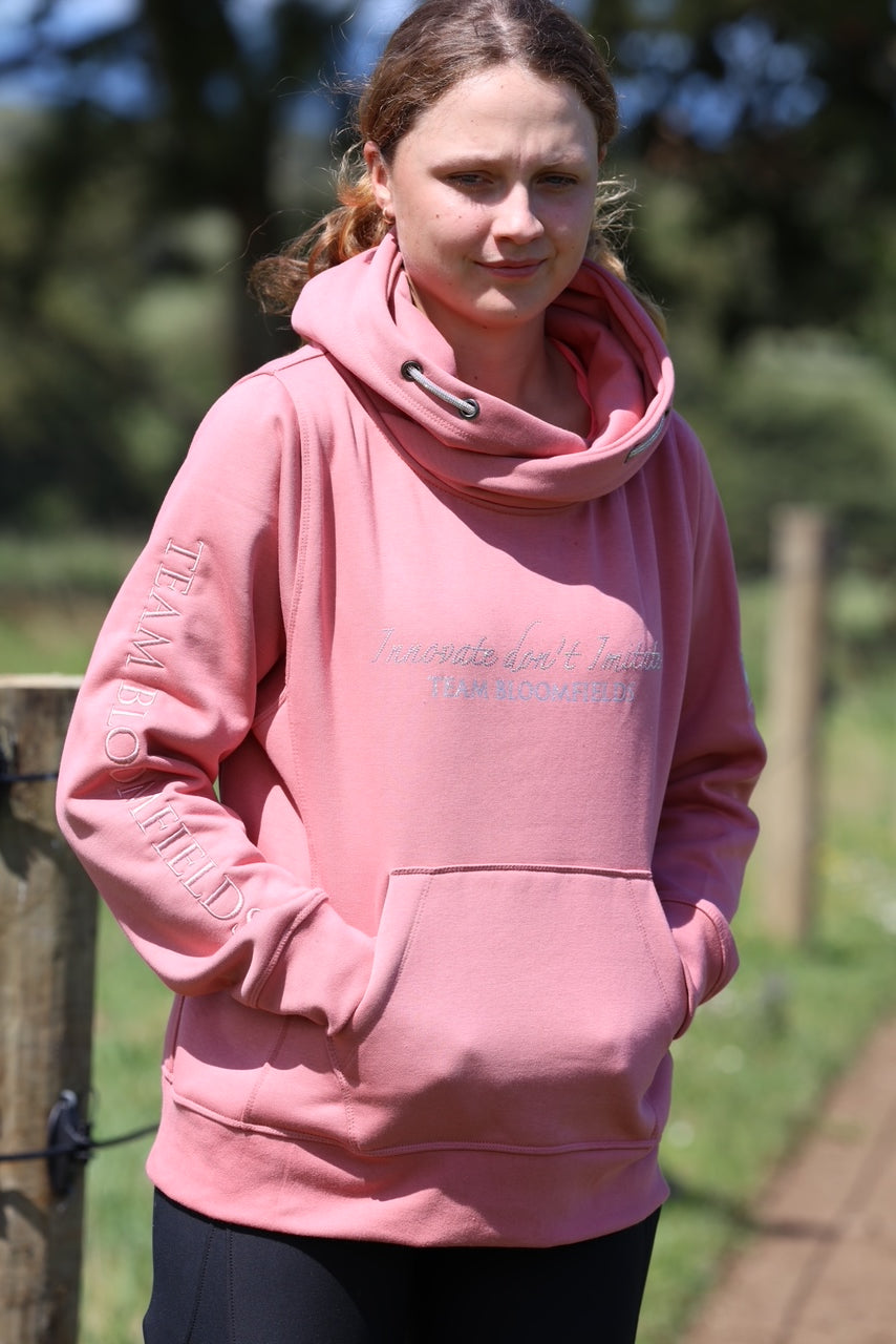 Amelia Apricot with Rhinestones Cross Necked Hoodie
