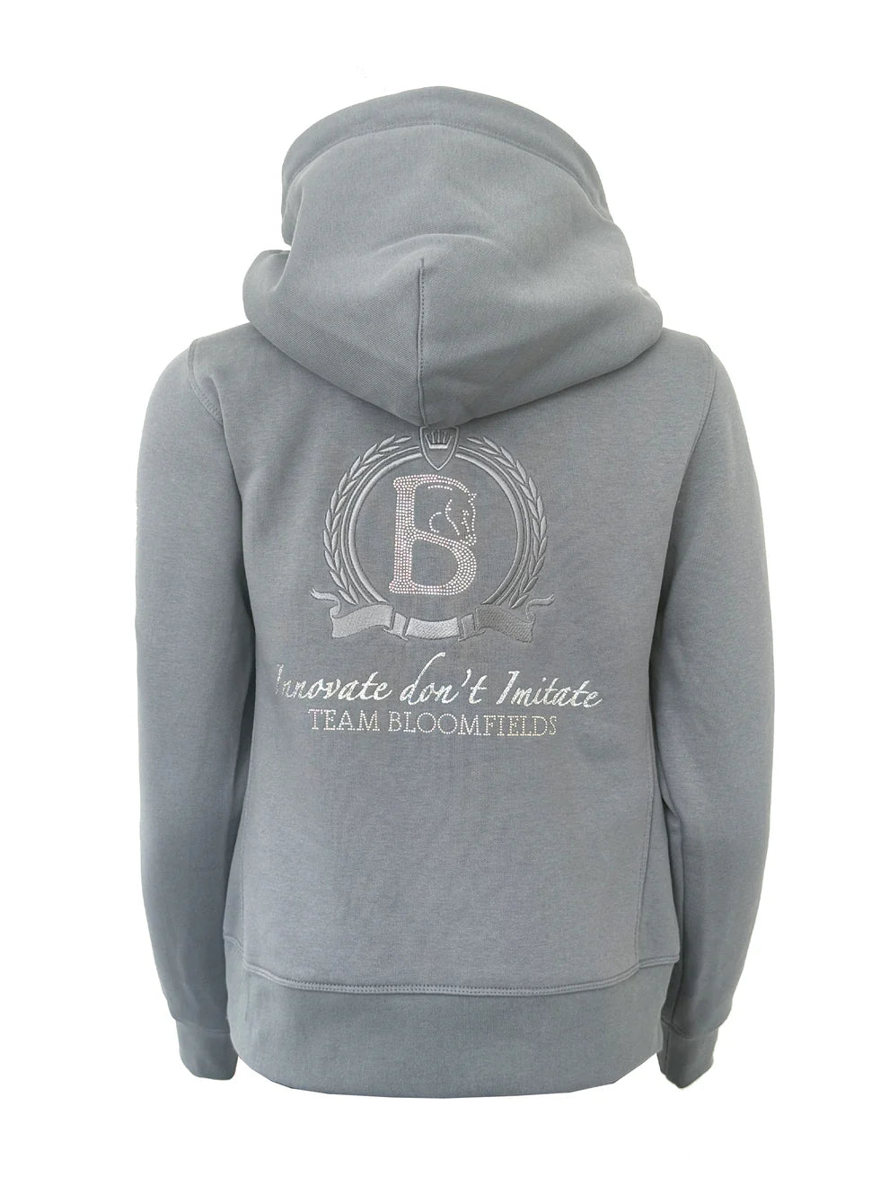 Amelia Denim Grey & Silver Diamante Cross Necked Hoodie