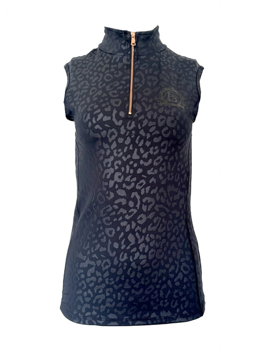 Leonora Black Leopard Print Sleeveless Base Layer