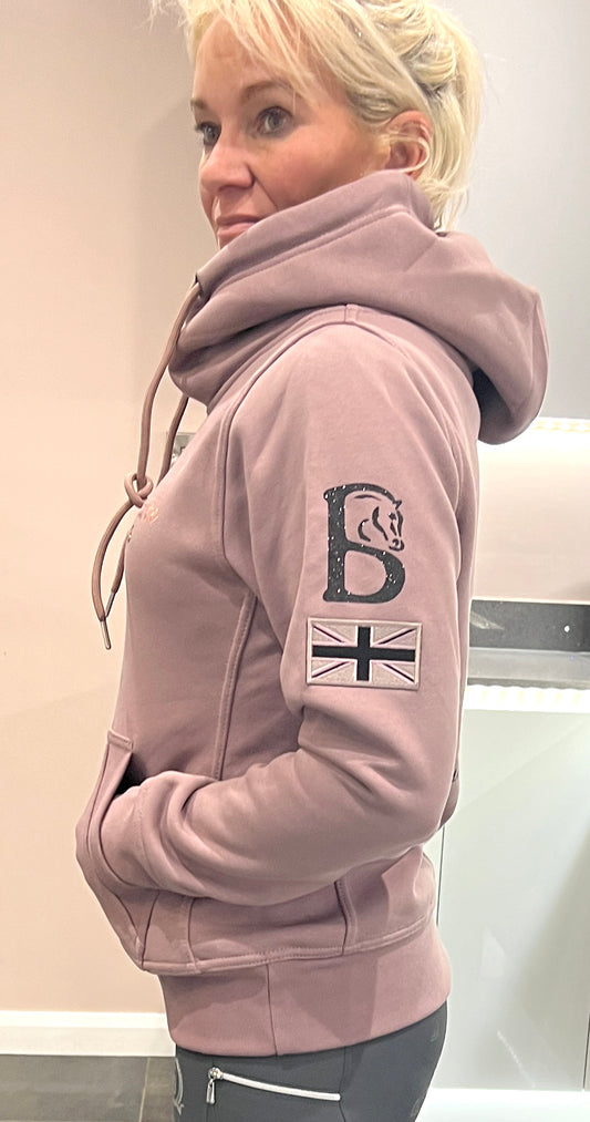 Adelle Ladies Heather Diamanté Cross Necked Hoodie