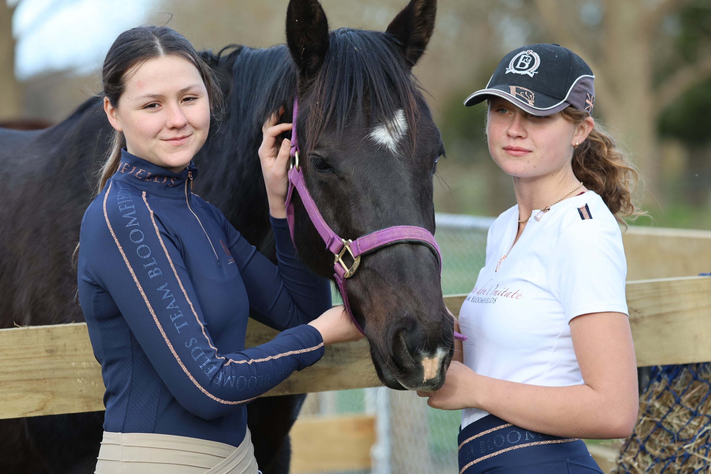 Riders with horse dressed in Team Bloomfields Crystal Base Collection
