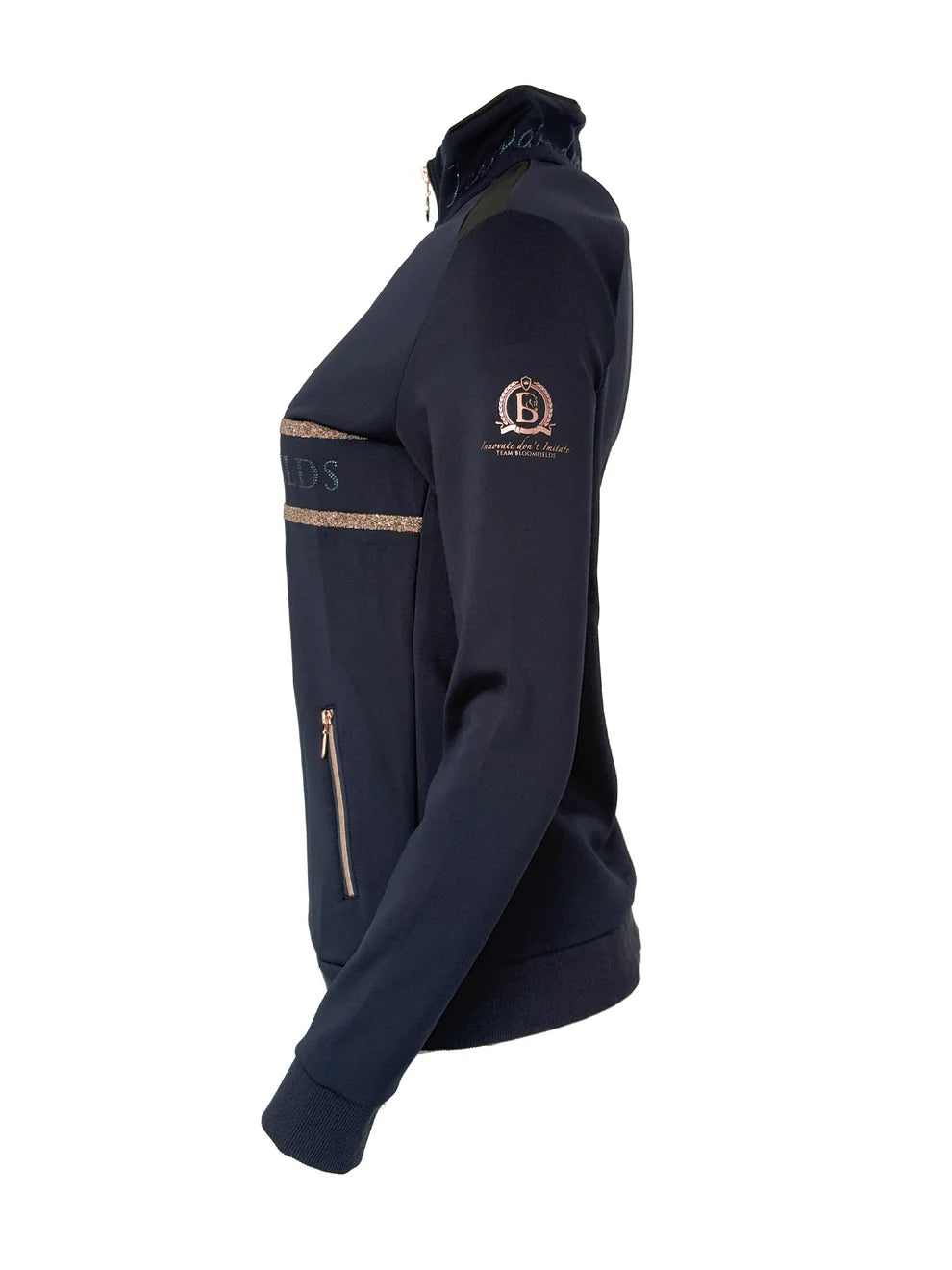 Camille Crystal Navy Quarter Zip Top