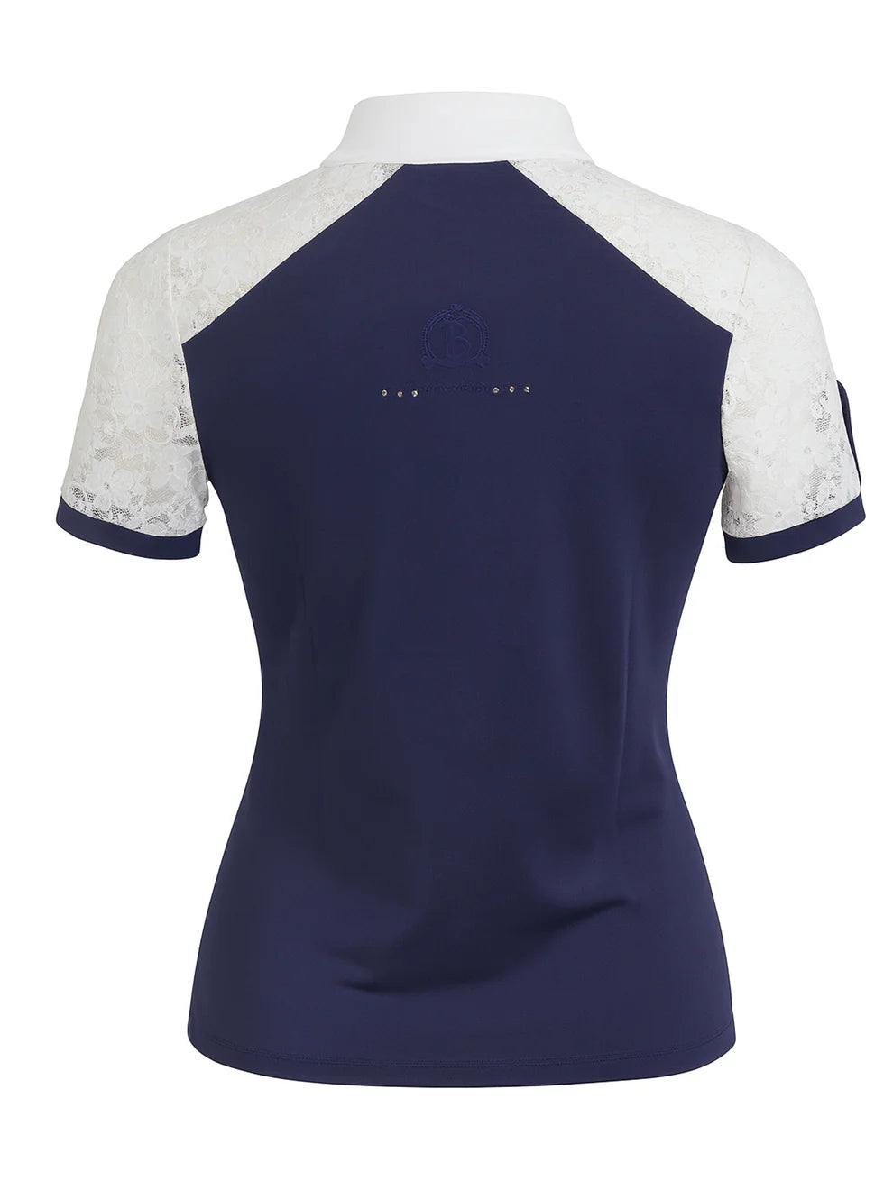 Sophia Navy Lace Show Shirt with Short Sleeves