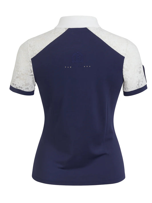 Sophia Navy Lace Show Shirt with Short Sleeves