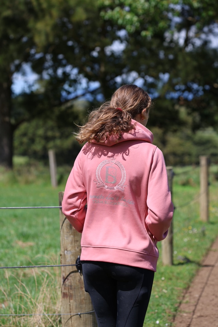 Amelia Apricot with Rhinestones Cross Necked Hoodie