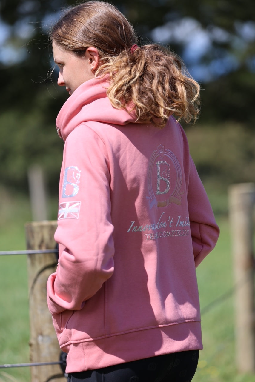 Amelia Apricot with Rhinestones Cross Necked Hoodie