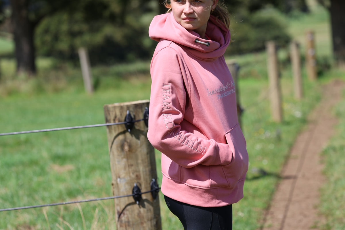 Amelia Apricot with Rhinestones Cross Necked Hoodie