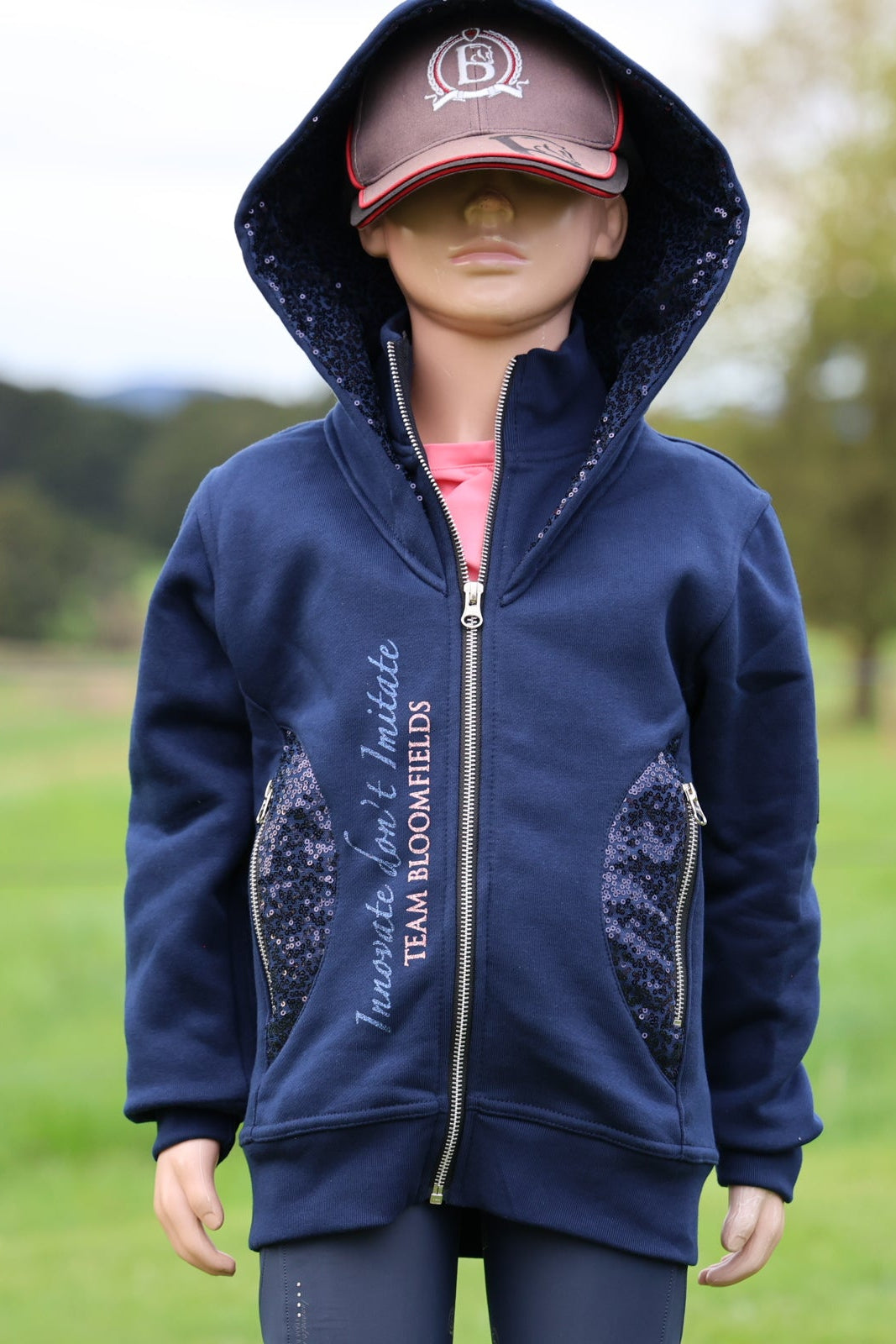 Kids Arabella Navy Double Collar Fitted Zip Hoodie (Copy)