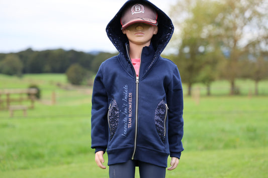 Kids Arabella Navy Double Collar Fitted Zip Hoodie (Copy)