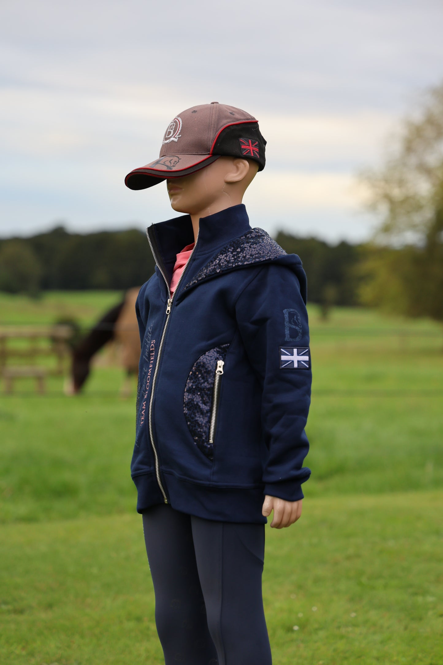 Kids Arabella Navy Double Collar Fitted Zip Hoodie (Copy)
