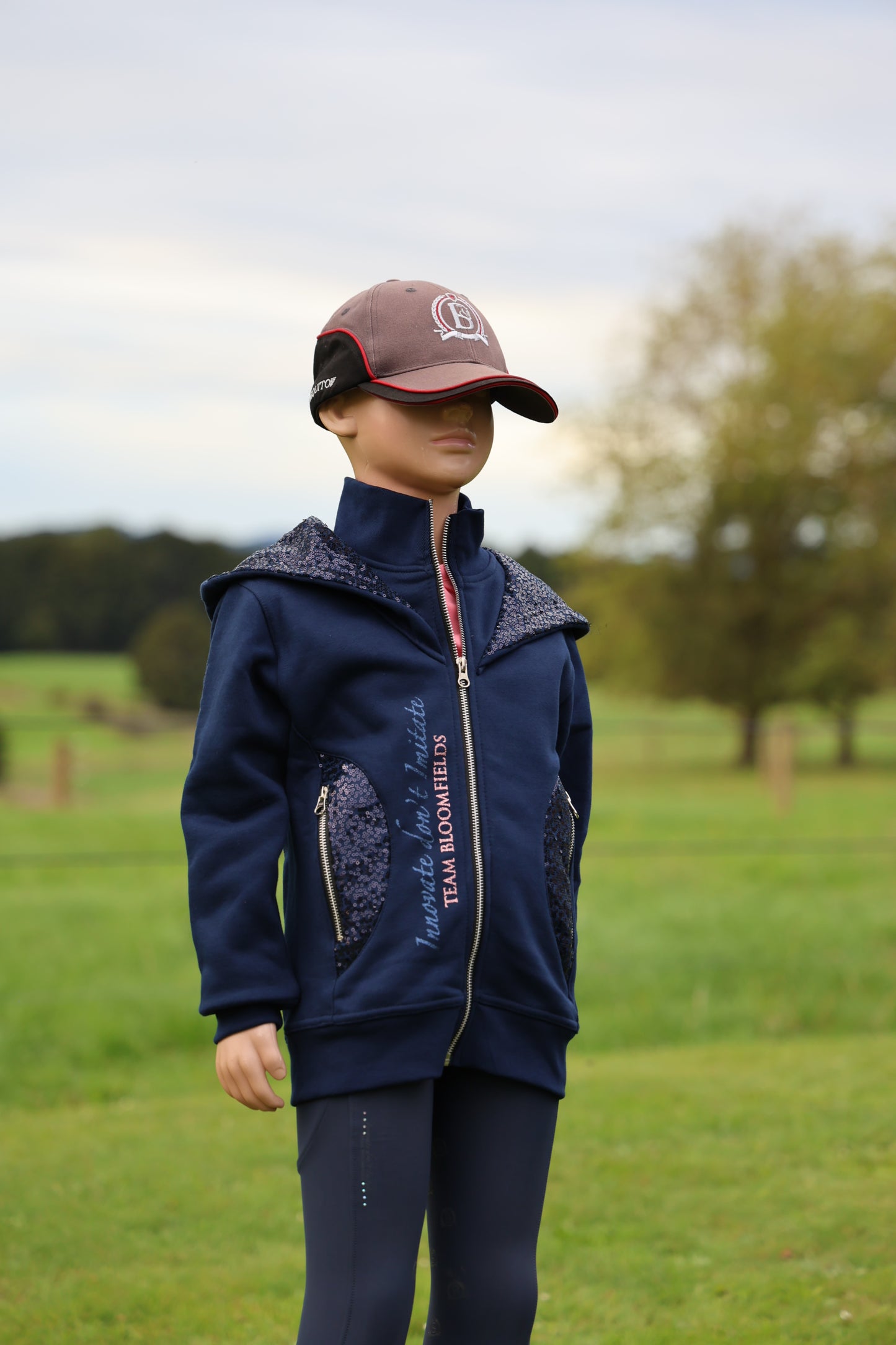 Kids Arabella Navy Double Collar Fitted Zip Hoodie (Copy)