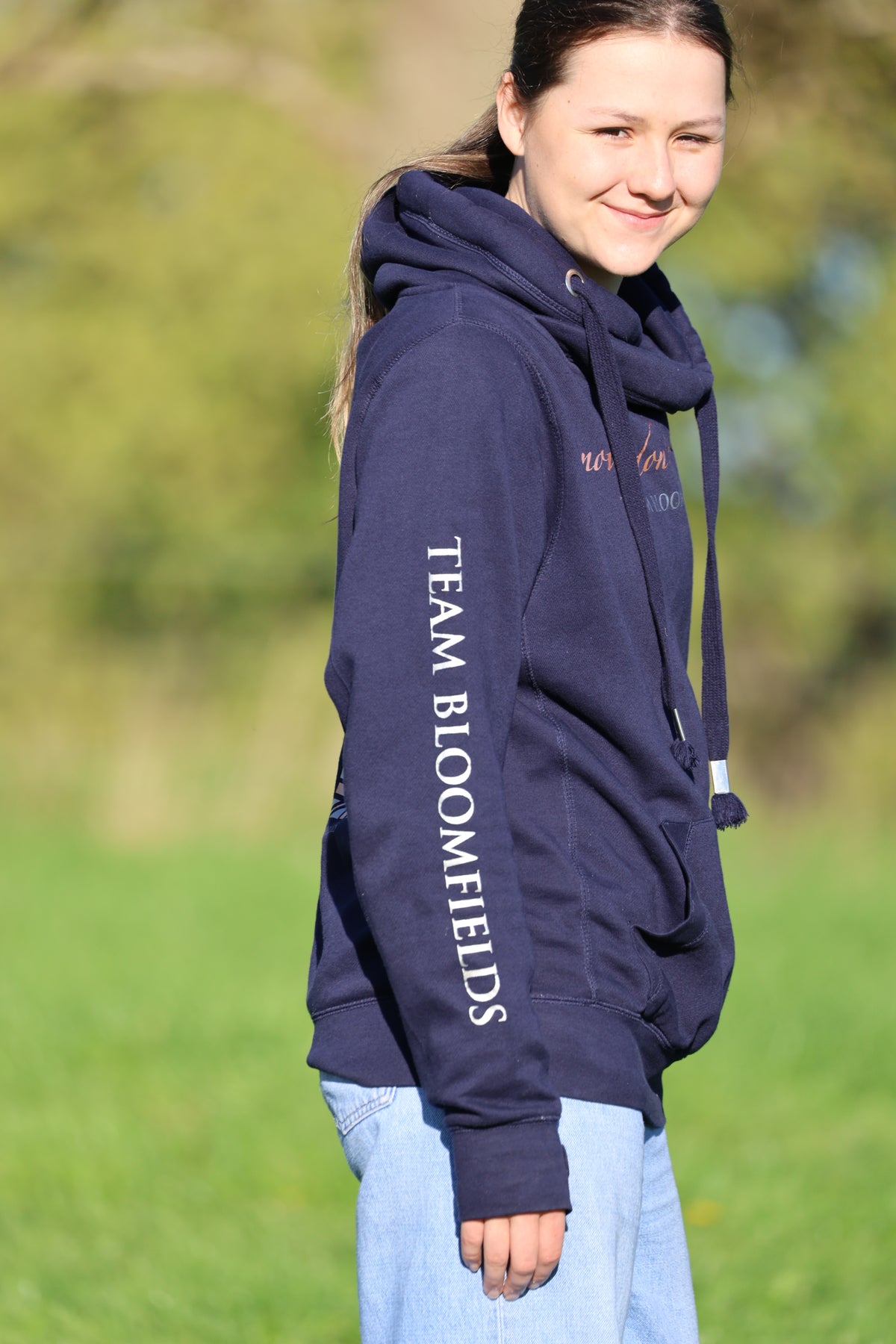 Omber Unisex Navy Rose Gold & Silver Team Cross Necked Hoodie