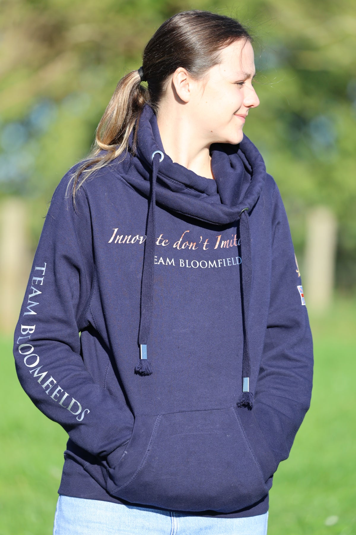 Omber Unisex Navy Rose Gold & Silver Team Cross Necked Hoodie