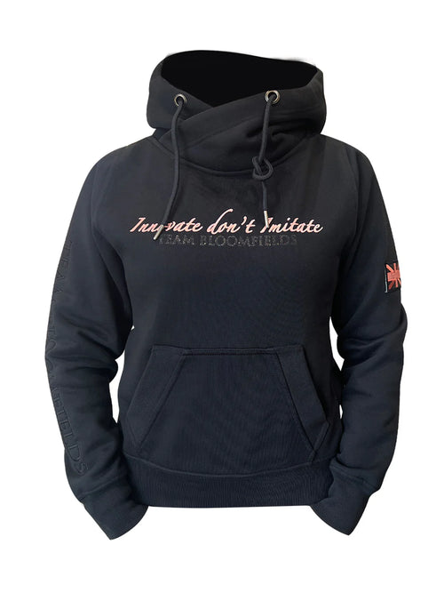Adelle Black Diamante Cross Necked Hoodie