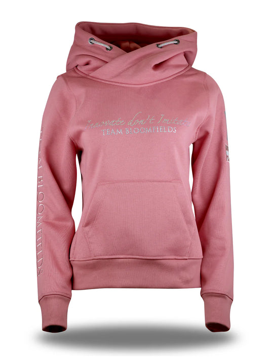 Amelia Apricot with Rhinestones Cross Necked Hoodie