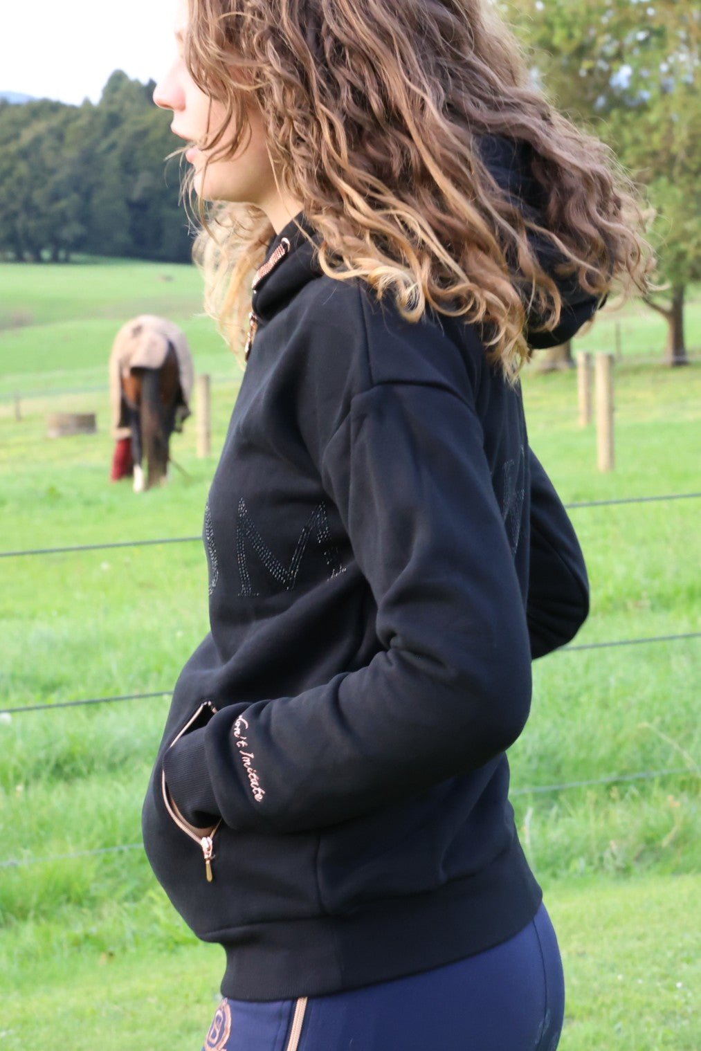 Luna - Black with Rose Gold - Hoodie