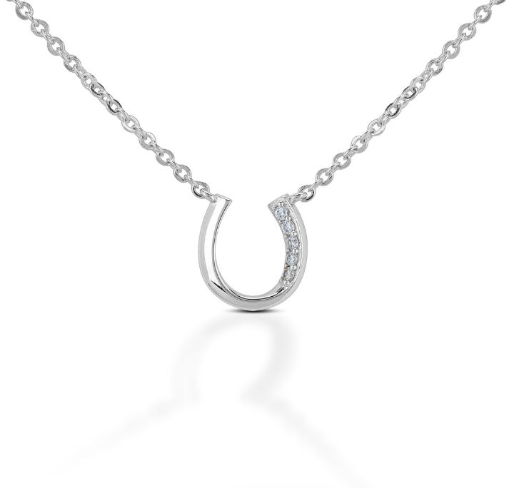 Brass Horseshoe Necklace with Stones