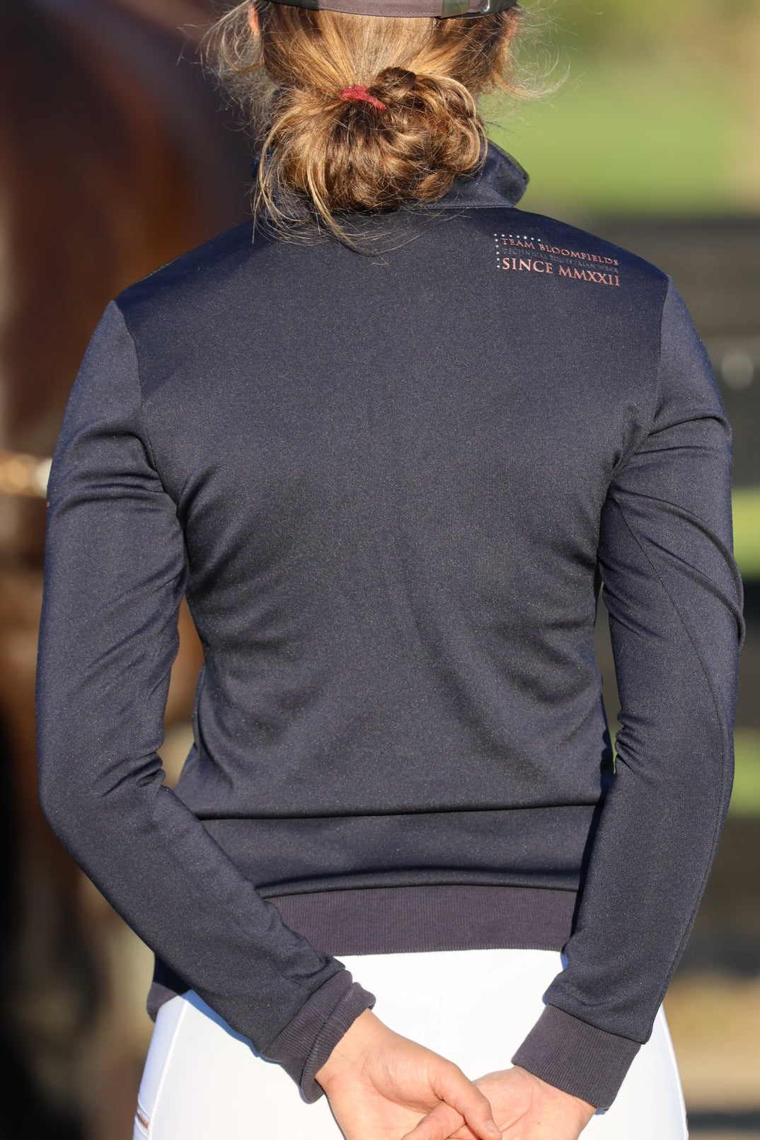 Camille Crystal Navy Quarter Zip Top