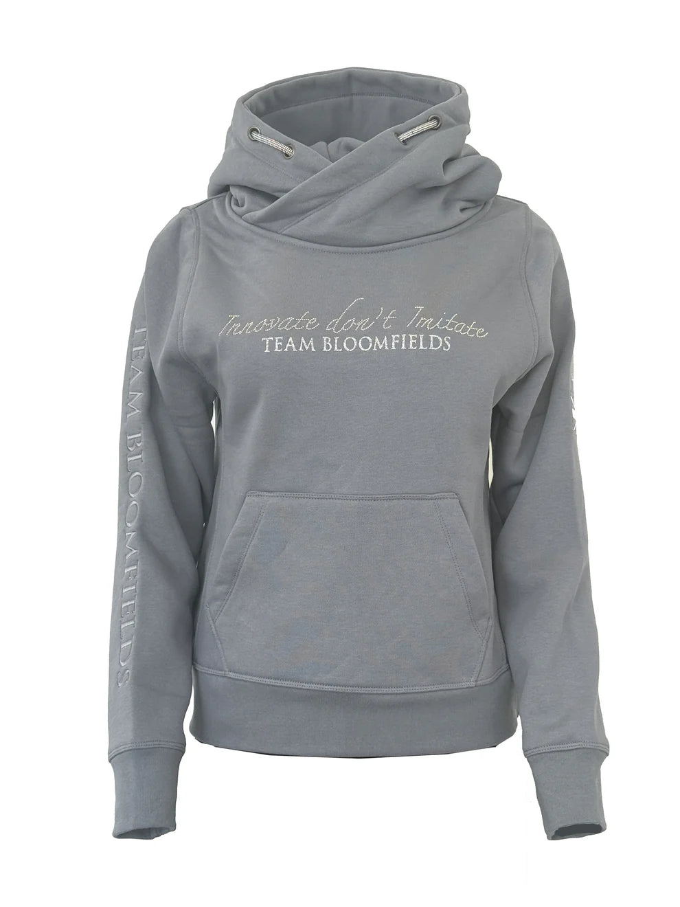 Amelia Denim Grey & Silver Diamante Cross Necked Hoodie