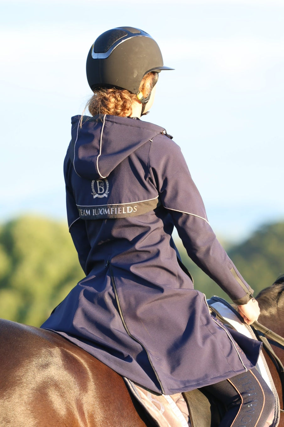 Person riding a horse with a blurred background