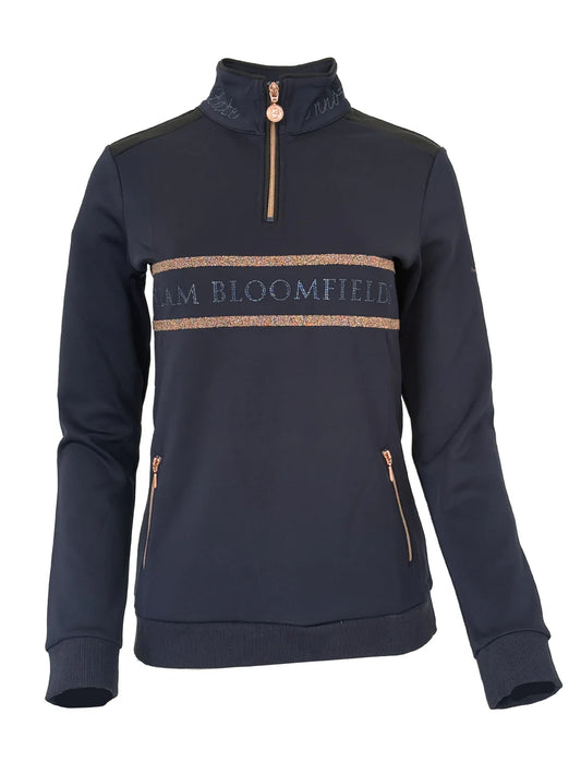 Camille Crystal Navy Quarter Zip Top