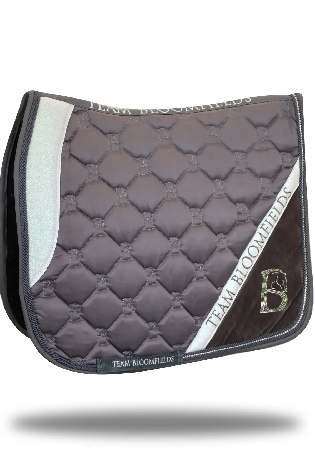 Saddle Pad - Grey and Sparkle White (Dressage)