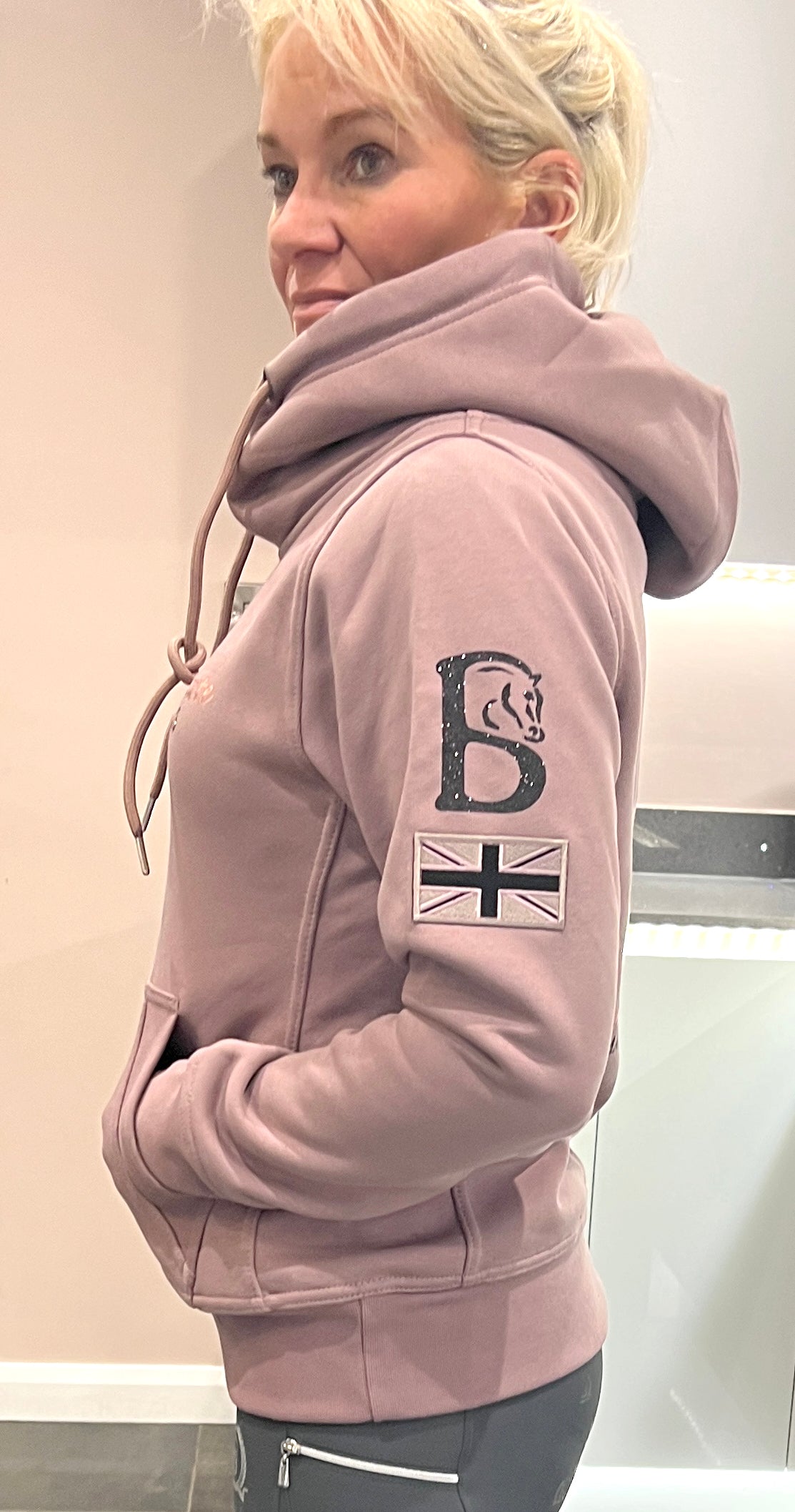 Adelle Ladies Heather Diamanté Cross Necked Hoodie