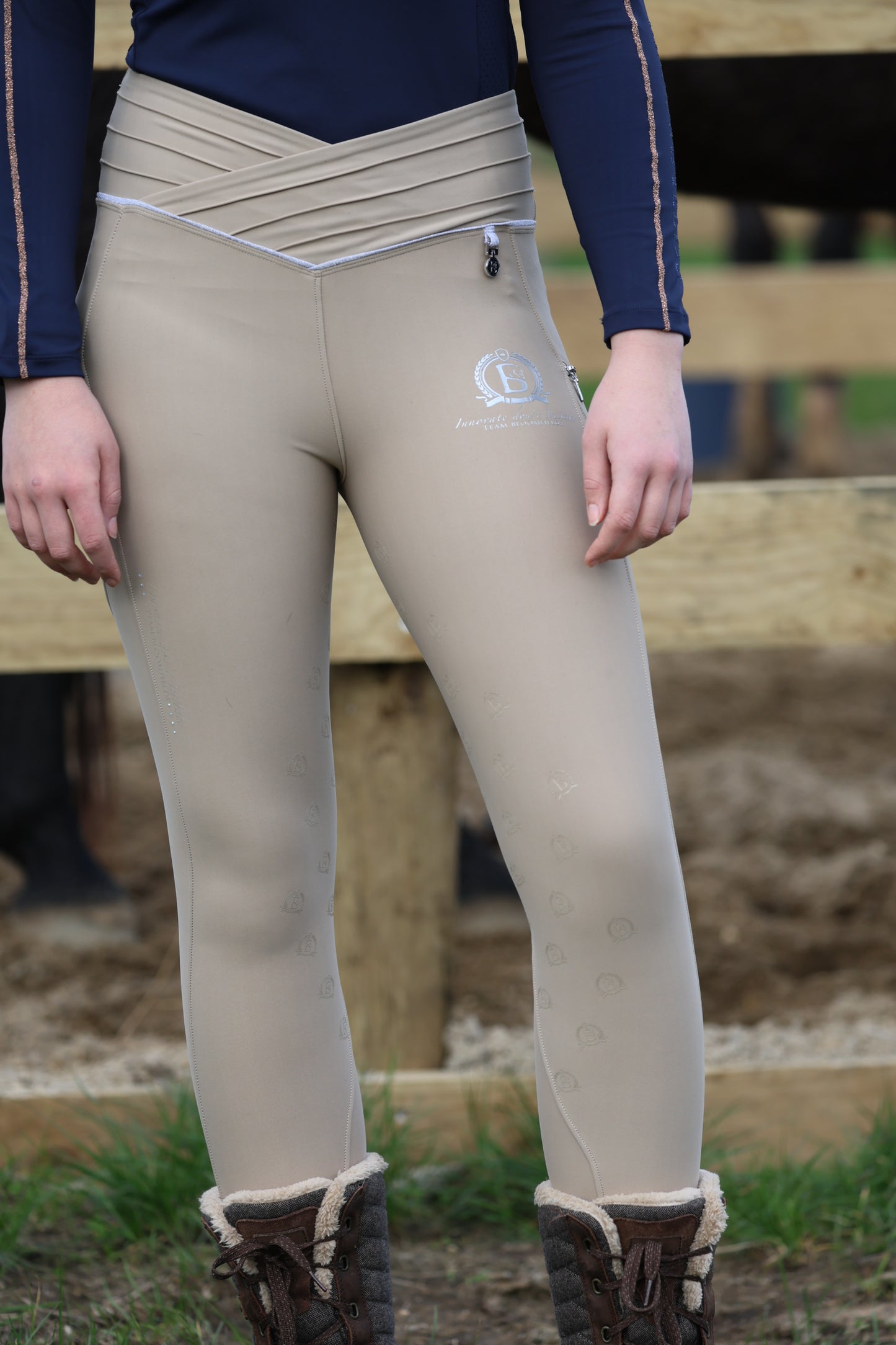 Maya Ultra High Pleated Leggings- Beige