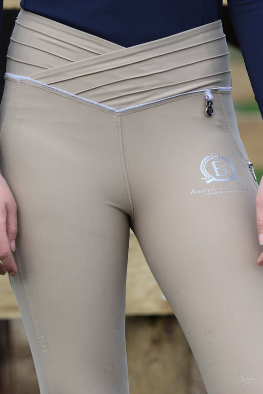 Maya Ultra High Pleated Leggings- Beige