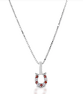 KHJ - Red & Clear Horseshoe Necklace - Sterling Silver