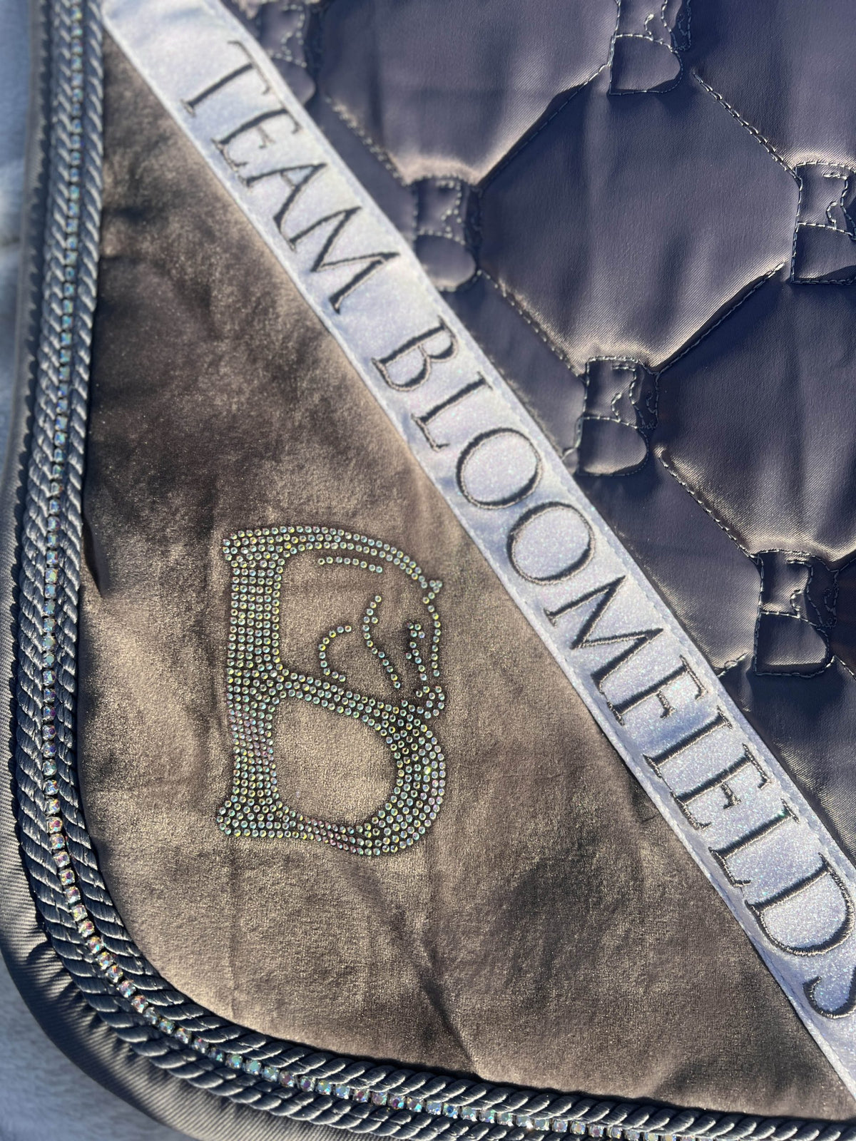 Saddle Pad - Grey and Sparkle White (Dressage)