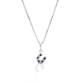 KHJ - Blue & Clear Dangle Horseshoe Necklace - Sterling Silver