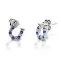KHJ - Blue & Clear Horseshoe Earrings - Sterling Silver