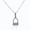KHJ - Blue & Clear Large English Stirrup Necklace - Sterling Silver
