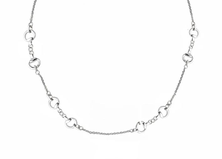 KHJ - Brass Long Silver Snaffle Bit Necklace