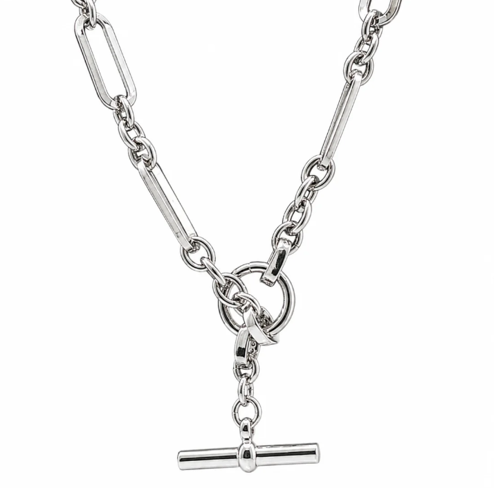 KHJ - Brass Paper Clip Toggle Necklace