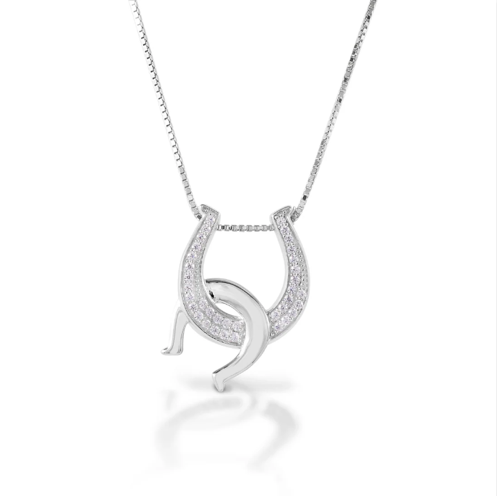 KHJ - Clear Double Horseshoe Necklace - Sterling Silver