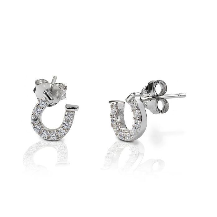 KHJ - Clear Horseshoe Earrings - Sterling Silver