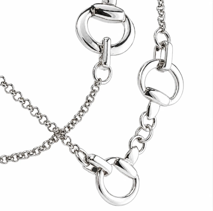 KHJ - Brass Long Silver Snaffle Bit Necklace