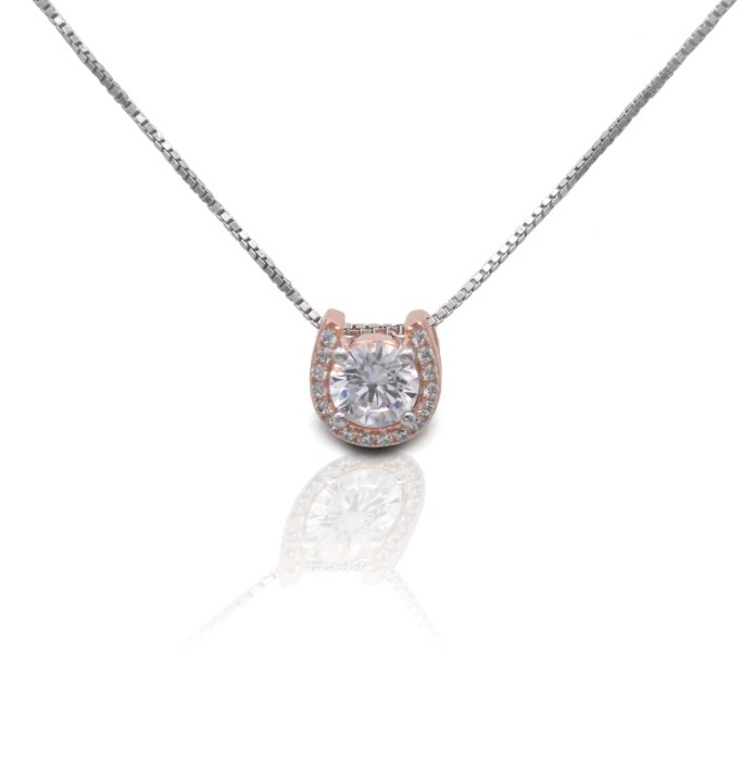 KHJ - Rose Gold Plated Horseshoe Necklace - Sterling Silver