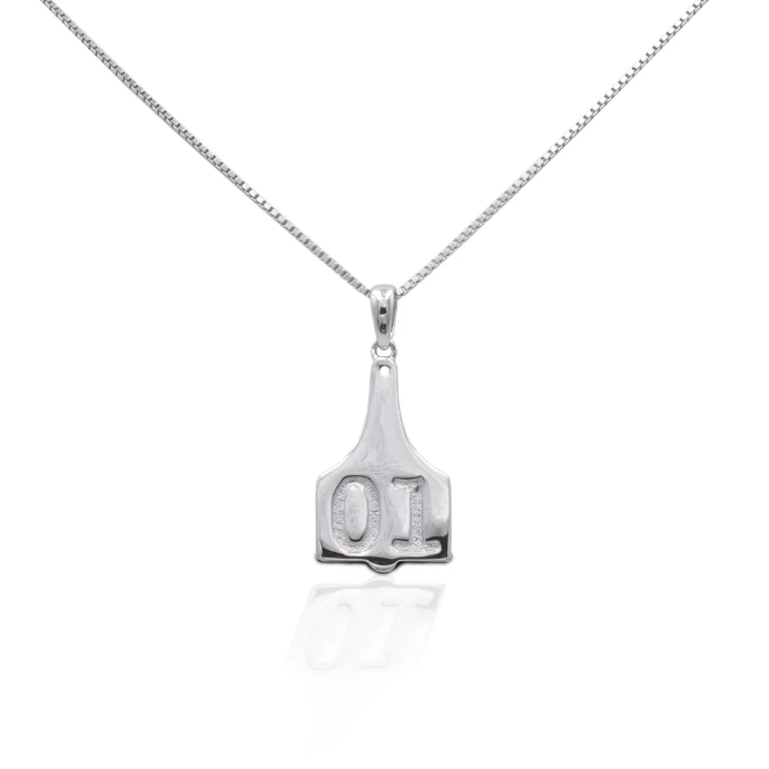 KHJ - Small Ear Tag Pendant - Sterling Silver