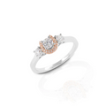 KHJ - Small Three Stone Horseshoe Ring with Rose Gold Plated Horseshoe - Sterling Silver