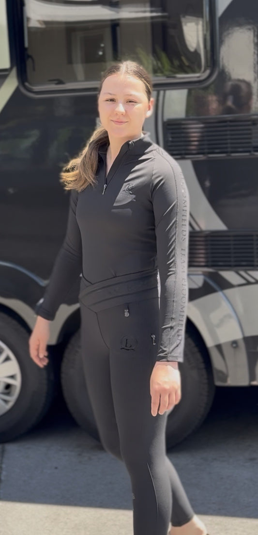 Chloe Black Crystal Base Layer With Long Sleeves