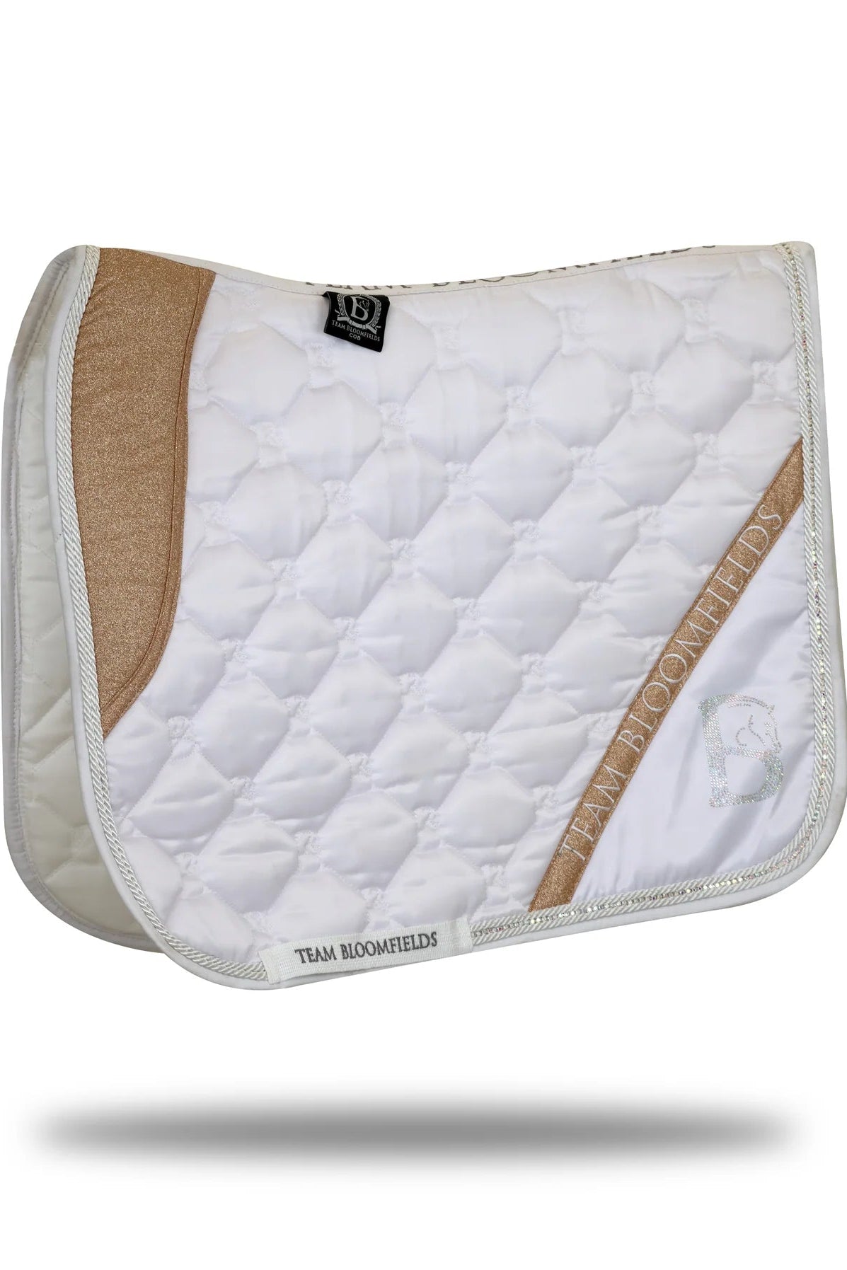 Saddle Pad - White and Sparkle Rose Gold (Dressage)