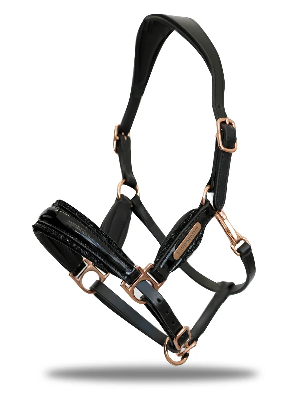 Black & Black Glitter Leather Halter
