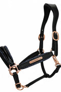 Black & Navy Glitter Leather Halter