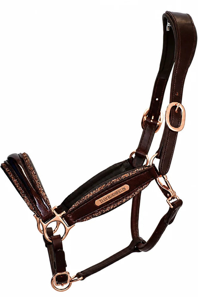 Brown & Gold Glitter Leather Halter