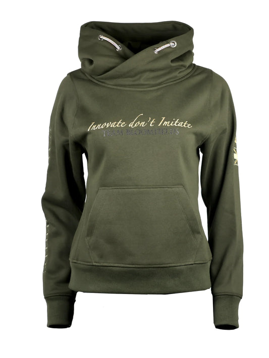 Amelia Olive with Gold Cross Necked Hoodie